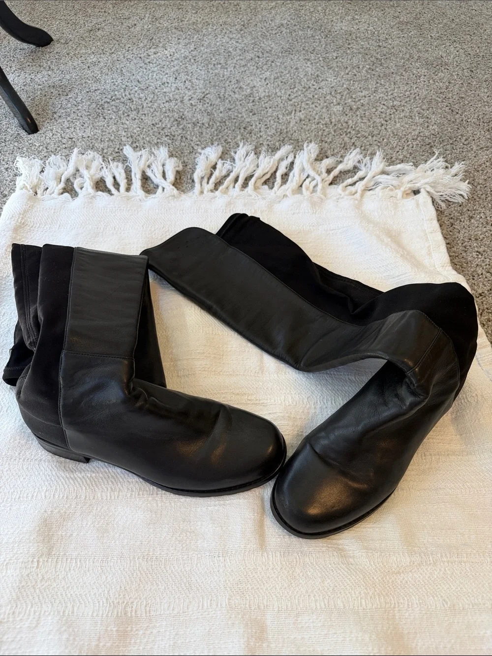 Stuart Weitzman 50/50 black Leather Over-the-Knee Boot, Size 7, GUC